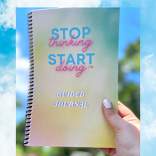 Load image into Gallery viewer, stop thinking start doing guided supported mindful  journal Offering you a stress-free, uncomplicated, effective journaling experience created to make you feel more mindful  confident. Habit tracking made easy.
