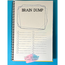 Load image into Gallery viewer, stop thinking start doing guided supported mindful  journal Offering you a stress-free, uncomplicated, effective journaling experience created to make you feel more mindful  confident. Easy to use brain dump.
